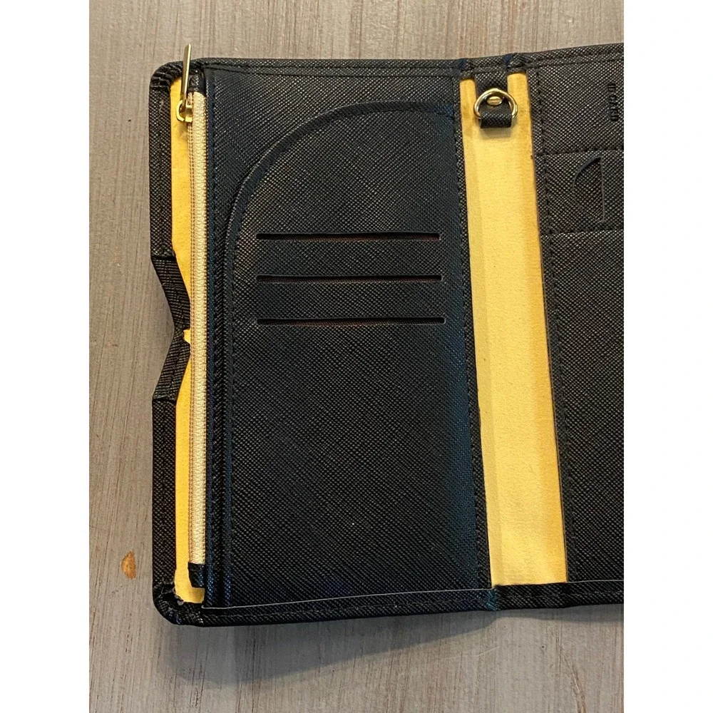 Zoppen Black Saffiano Faux Leather Travel Wallet Passport Holder Organizer